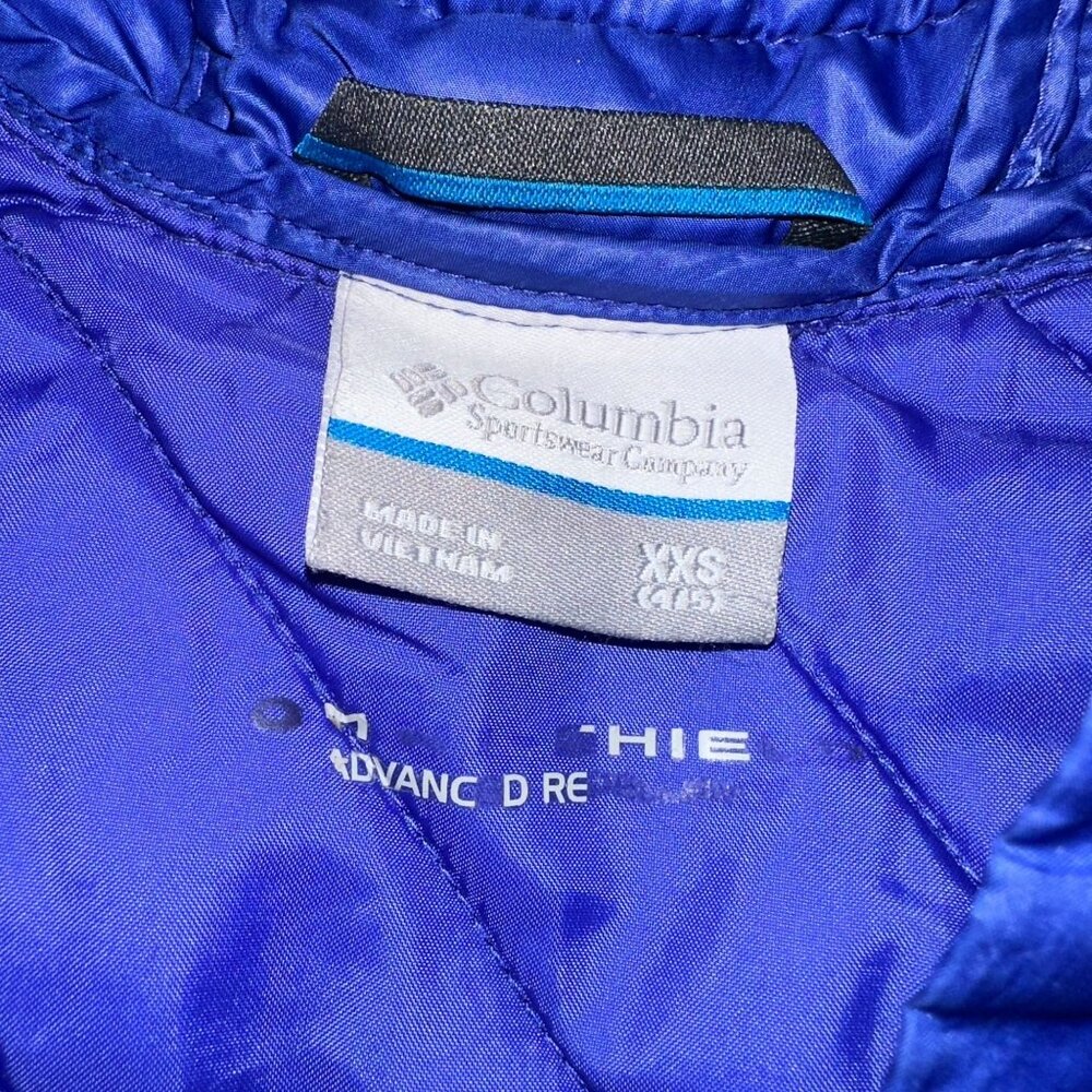 Columbia Omni Shield Lightweight Quilted Jacket Girls XXS 4 5 Purple Hooded - Picture 8 of 9